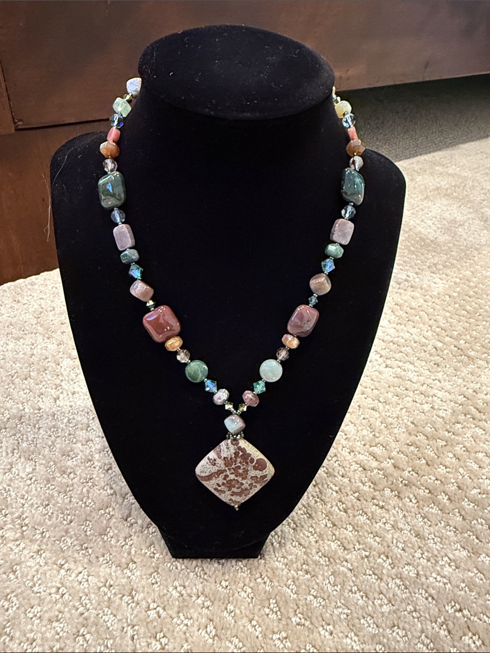 Handcrafted Multicolor Stone Pendant Necklace - Women's Jewelry